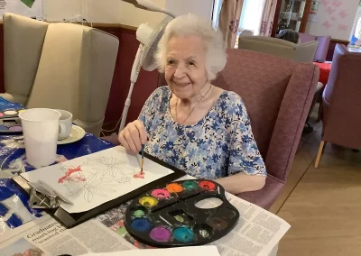 Resident Painting at Rose Cottage Care Home in Huntingdon, Cambridgeshire